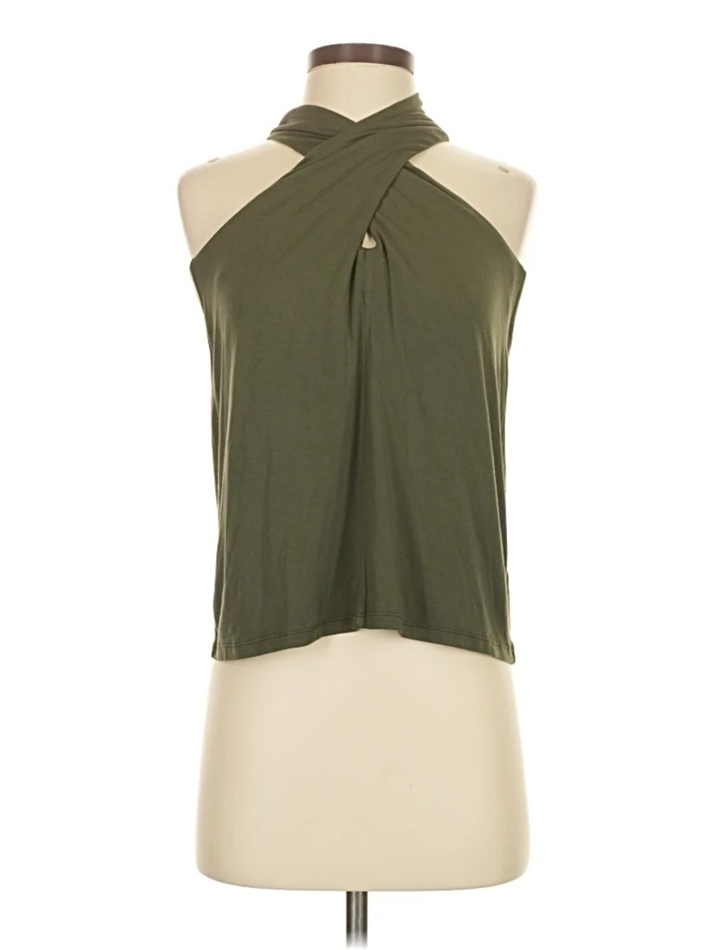 Amour Vert Olive Cross-Neck Halter Tank